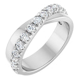14K Gold Round Lab-Grown Diamond French-Set Criss-Cross Anniversary Band – 1/2–7/8 CTW - White Gold