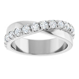 Platinum Round Natural Diamond French-Set Criss-Cross Anniversary Band – 1/2–7/8 CTW - view 3
