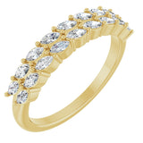 14K Gold Marquise Lab-Grown Diamond Double-Row Anniversary Band – 1/2 CTW - Yellow Gold