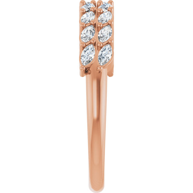 14K Gold Marquise Lab-Grown Diamond Double-Row Anniversary Band – 1/2 CTW - Rose Gold - view 4