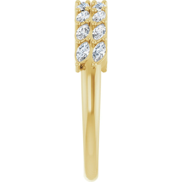 14K Gold Marquise Lab-Grown Diamond Double-Row Anniversary Band – 1/2 CTW - Yellow Gold - view 4