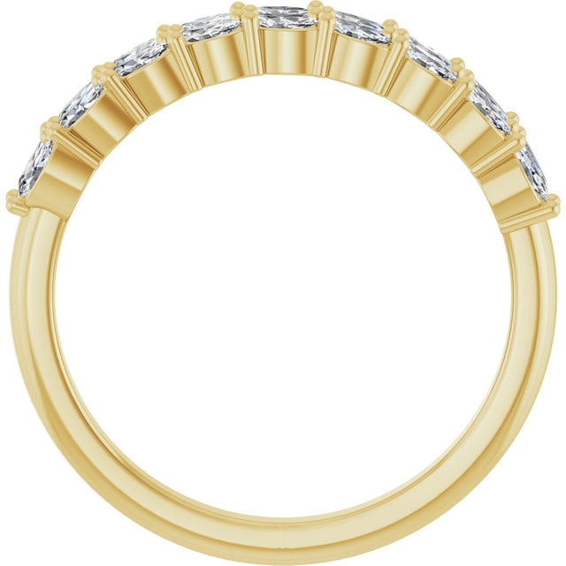 14K Gold Marquise Lab-Grown Diamond Double-Row Anniversary Band – 1/2 CTW - Yellow Gold - view 2