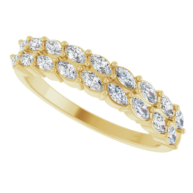 14K Gold Marquise Lab-Grown Diamond Double-Row Anniversary Band – 1/2 CTW - Yellow Gold - view 5