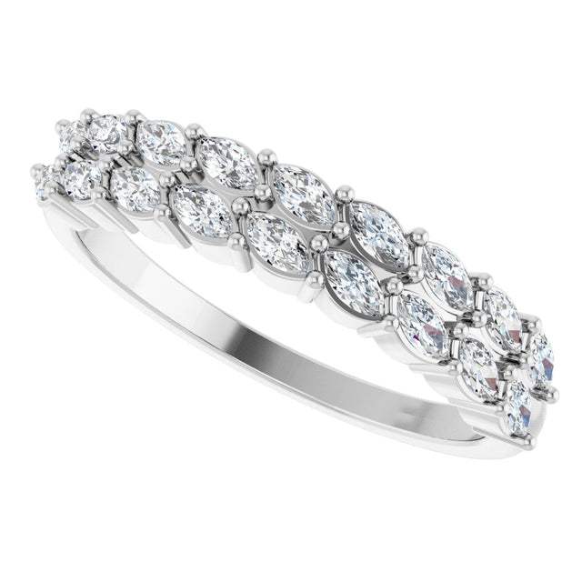 Platinum Marquise Natural Diamond Double-Row Anniversary Band – 1/2 CTW - view 5