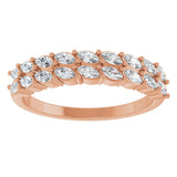14K Gold Marquise Lab-Grown Diamond Double-Row Anniversary Band – 1/2 CTW - Rose Gold - view 3