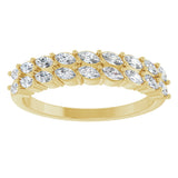 14K Gold Marquise Lab-Grown Diamond Double-Row Anniversary Band – 1/2 CTW - Yellow Gold - view 3