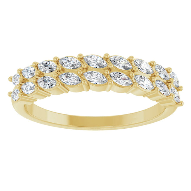 14K Gold Marquise Lab-Grown Diamond Double-Row Anniversary Band – 1/2 CTW - Yellow Gold - view 3