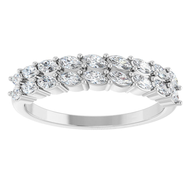 Platinum Marquise Natural Diamond Double-Row Anniversary Band – 1/2 CTW - view 3