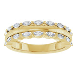 14K Gold Marquise Lab-Grown Diamond Double Row Anniversary Band – 1/2 CTW - Yellow Gold - view 3