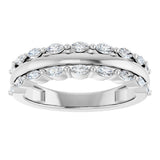 14K Gold Marquise Lab-Grown Diamond Double Row Anniversary Band – 1/2 CTW - White Gold - view 3