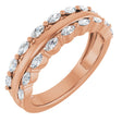 14K Gold Marquise Lab-Grown Diamond Double Row Anniversary Band – 1/2 CTW - Rose Gold