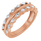14K Gold Marquise Lab-Grown Diamond Double Row Anniversary Band – 1/2 CTW - Rose Gold