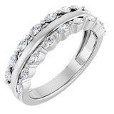 14K Gold Marquise Lab-Grown Diamond Double Row Anniversary Band – 1/2 CTW - White Gold