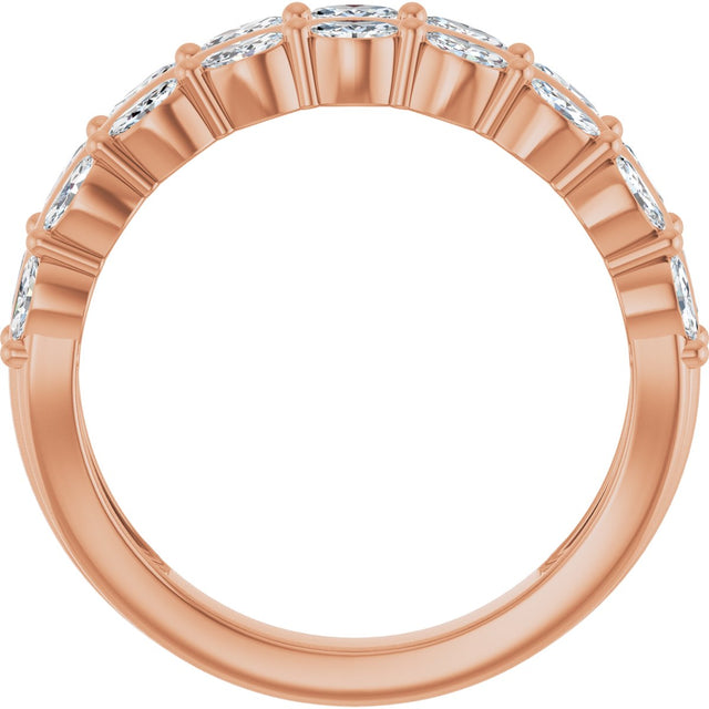 14K Gold Marquise Natural Diamond Double Row Anniversary Band – 1/2 CTW - Rose Gold - view 2