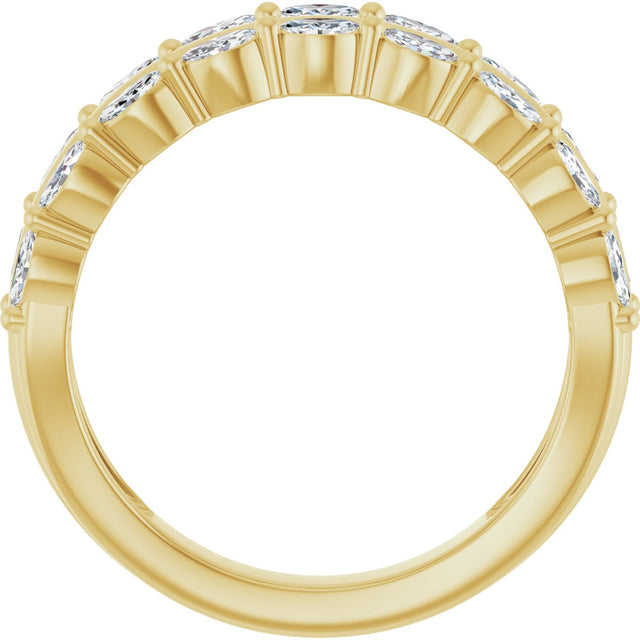 14K Gold Marquise Natural Diamond Double Row Anniversary Band – 1/2 CTW - Yellow Gold - view 2
