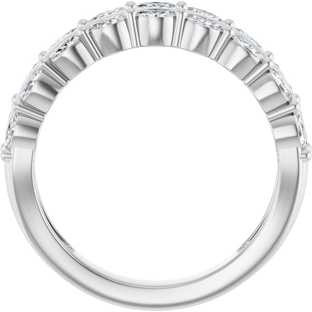 14K Gold Marquise Natural Diamond Double Row Anniversary Band – 1/2 CTW - White Gold - view 2
