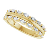 14K Gold Marquise Lab-Grown Diamond Double Row Anniversary Band – 1/2 CTW - Yellow Gold - view 5