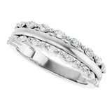 14K Gold Marquise Lab-Grown Diamond Double Row Anniversary Band – 1/2 CTW - White Gold - view 5