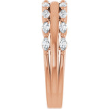 14K Gold Marquise Lab-Grown Diamond Double Row Anniversary Band – 1/2 CTW - Rose Gold - view 4
