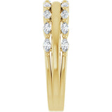 14K Gold Marquise Natural Diamond Double Row Anniversary Band – 1/2 CTW - Yellow Gold - view 4