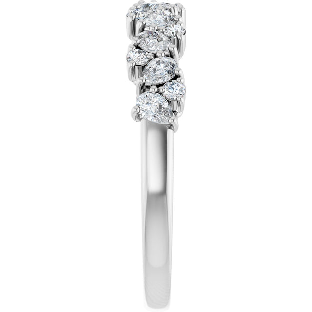 14K Gold Pear Lab-Grown Diamond Cluster Anniversary Band – 5/8 CTW - White Gold - view 4