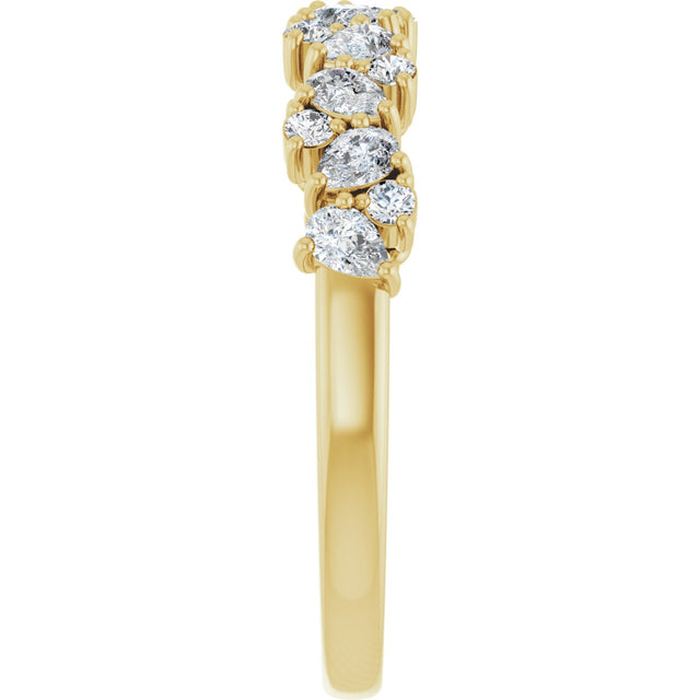 14K Gold Pear Natural Diamond Cluster Anniversary Band – 5/8 CTW - Yellow Gold - view 4
