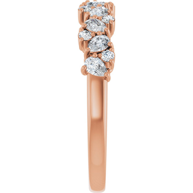 14K Gold Pear Lab-Grown Diamond Cluster Anniversary Band – 5/8 CTW - Rose Gold - view 4