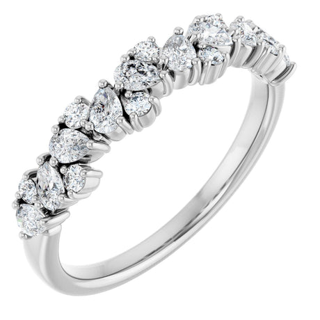 14K Gold Pear Lab-Grown Diamond Cluster Anniversary Band – 5/8 CTW - White Gold
