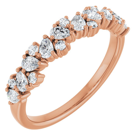 14K Gold Pear Lab-Grown Diamond Cluster Anniversary Band – 5/8 CTW - Rose Gold