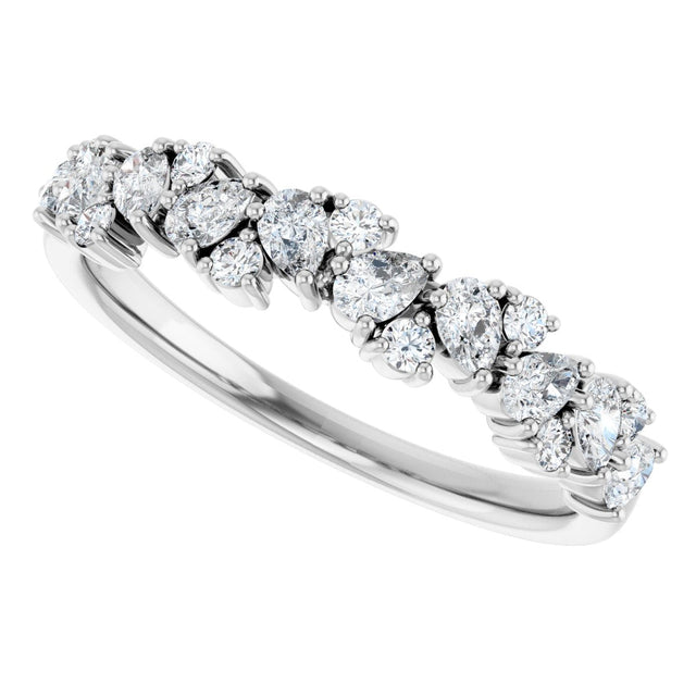 14K Gold Pear Lab-Grown Diamond Cluster Anniversary Band – 5/8 CTW - White Gold - view 5