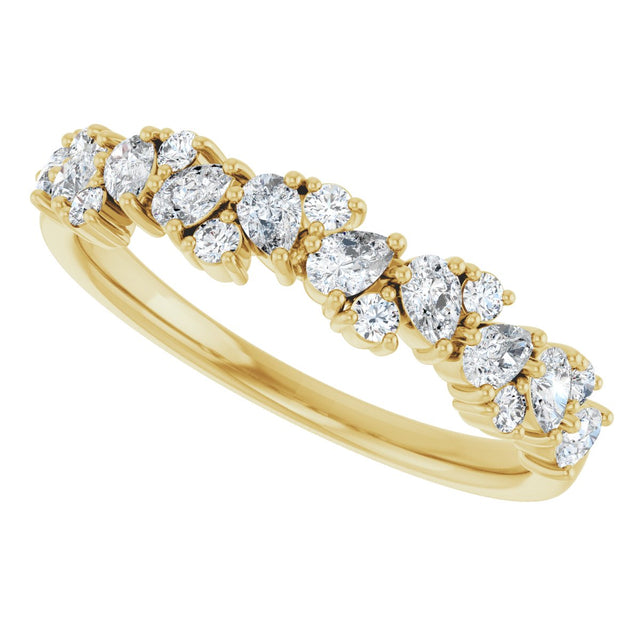 14K Gold Pear Lab-Grown Diamond Cluster Anniversary Band – 5/8 CTW - Yellow Gold - view 5
