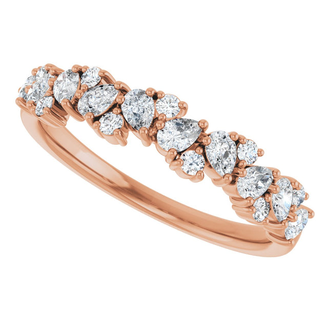 14K Gold Pear Lab-Grown Diamond Cluster Anniversary Band – 5/8 CTW - Rose Gold - view 5