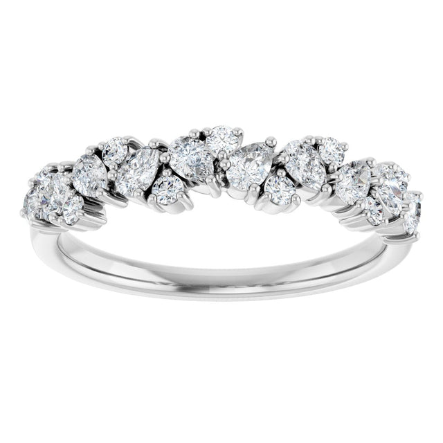 14K Gold Pear Natural Diamond Cluster Anniversary Band – 5/8 CTW - White Gold - view 3