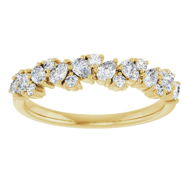 14K Gold Pear Natural Diamond Cluster Anniversary Band – 5/8 CTW - Yellow Gold - view 3