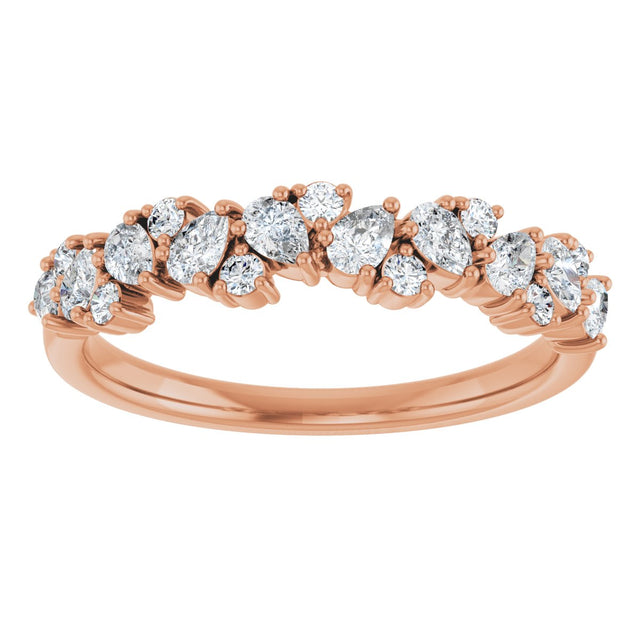14K Gold Pear Lab-Grown Diamond Cluster Anniversary Band – 5/8 CTW - Rose Gold - view 3