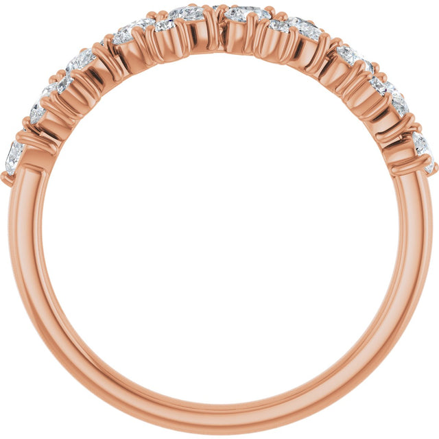 14K Gold Pear Natural Diamond Cluster Anniversary Band – 5/8 CTW - Rose Gold - view 2
