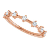 14K Gold Round Natural Diamond Seven-Stone Anniversary Band – 1/4–1/2 CTW - Rose Gold - view 5