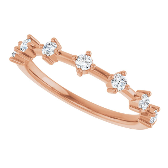 14K Gold Round Lab-Grown Diamond Seven-Stone Anniversary Band – 1/4–1/2 CTW - Rose Gold - view 5