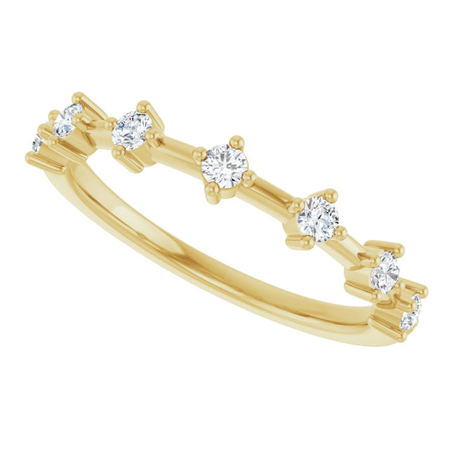 14K Gold Round Natural Diamond Seven-Stone Anniversary Band – 1/4–1/2 CTW - Yellow Gold - view 5