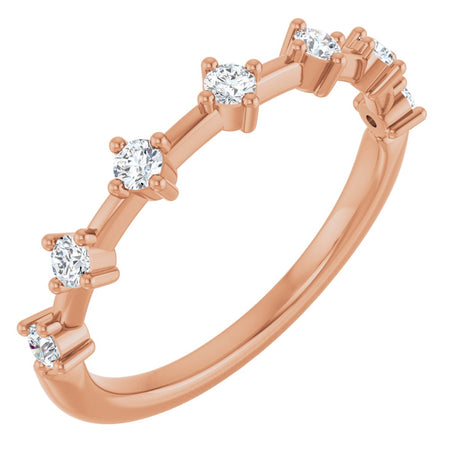 14K Gold Round Lab-Grown Diamond Seven-Stone Anniversary Band – 1/4–1/2 CTW - Rose Gold