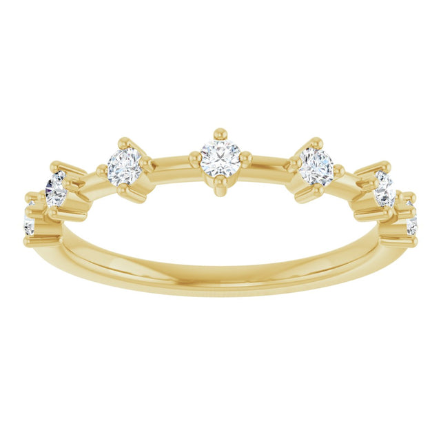14K Gold Round Natural Diamond Seven-Stone Anniversary Band – 1/4–1/2 CTW - Yellow Gold - view 3