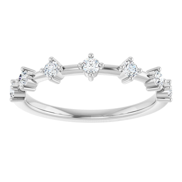 14K Gold Round Natural Diamond Seven-Stone Anniversary Band – 1/4–1/2 CTW - White Gold - view 3