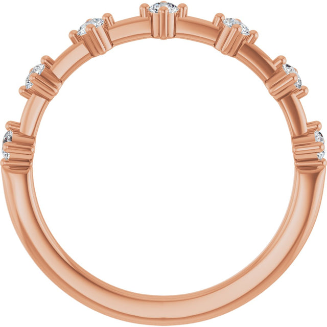 14K Gold Round Natural Diamond Seven-Stone Anniversary Band – 1/4–1/2 CTW - Rose Gold - view 2
