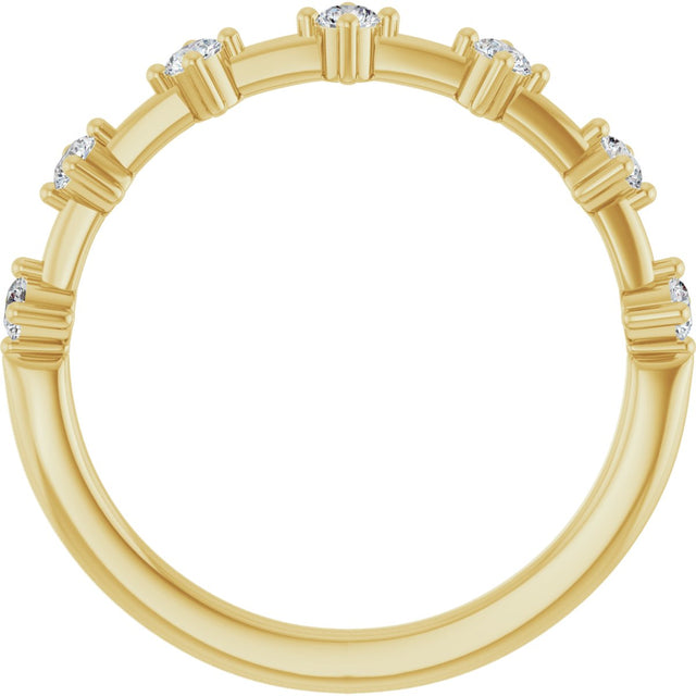 14K Gold Round Natural Diamond Seven-Stone Anniversary Band – 1/4–1/2 CTW - Yellow Gold - view 2