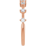 14K Gold Round Natural Diamond Seven-Stone Anniversary Band – 1/4–1/2 CTW - Rose Gold - view 4