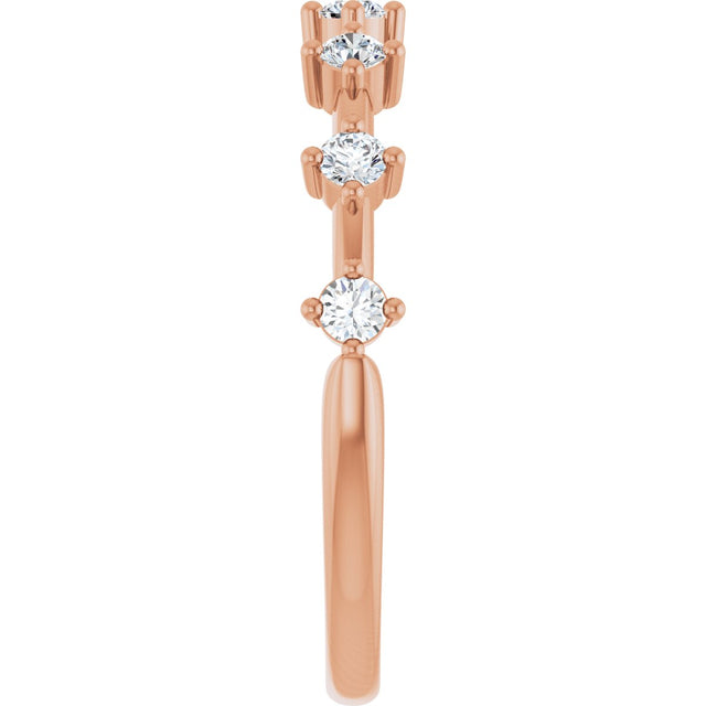 14K Gold Round Lab-Grown Diamond Seven-Stone Anniversary Band – 1/4–1/2 CTW - Rose Gold - view 4