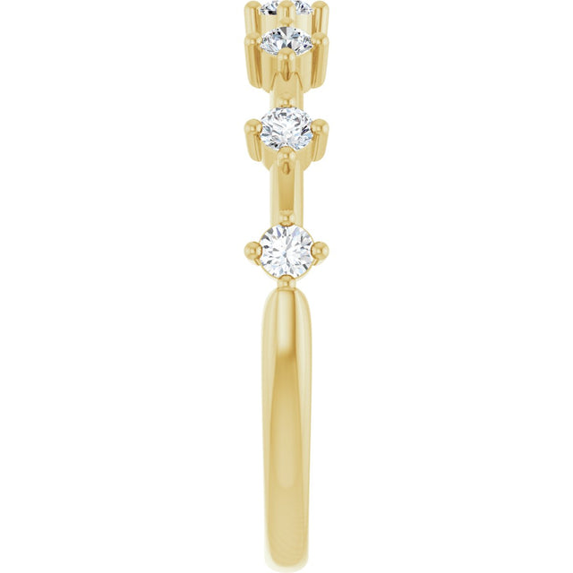 14K Gold Round Natural Diamond Seven-Stone Anniversary Band – 1/4–1/2 CTW - Yellow Gold - view 4