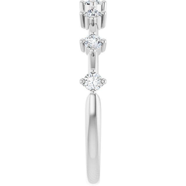 14K Gold Round Natural Diamond Seven-Stone Anniversary Band – 1/4–1/2 CTW - White Gold - view 4