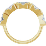 14K Gold Emerald Lab-Grown Diamond Half-Bezel Five-Stone Anniversary Band - 1 1/2-3 1/4 CTW - Yellow Gold - view 2