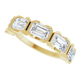 14K Gold Emerald Lab-Grown Diamond Half-Bezel Five-Stone Anniversary Band - 1 1/2-3 1/4 CTW - Yellow Gold - view 5